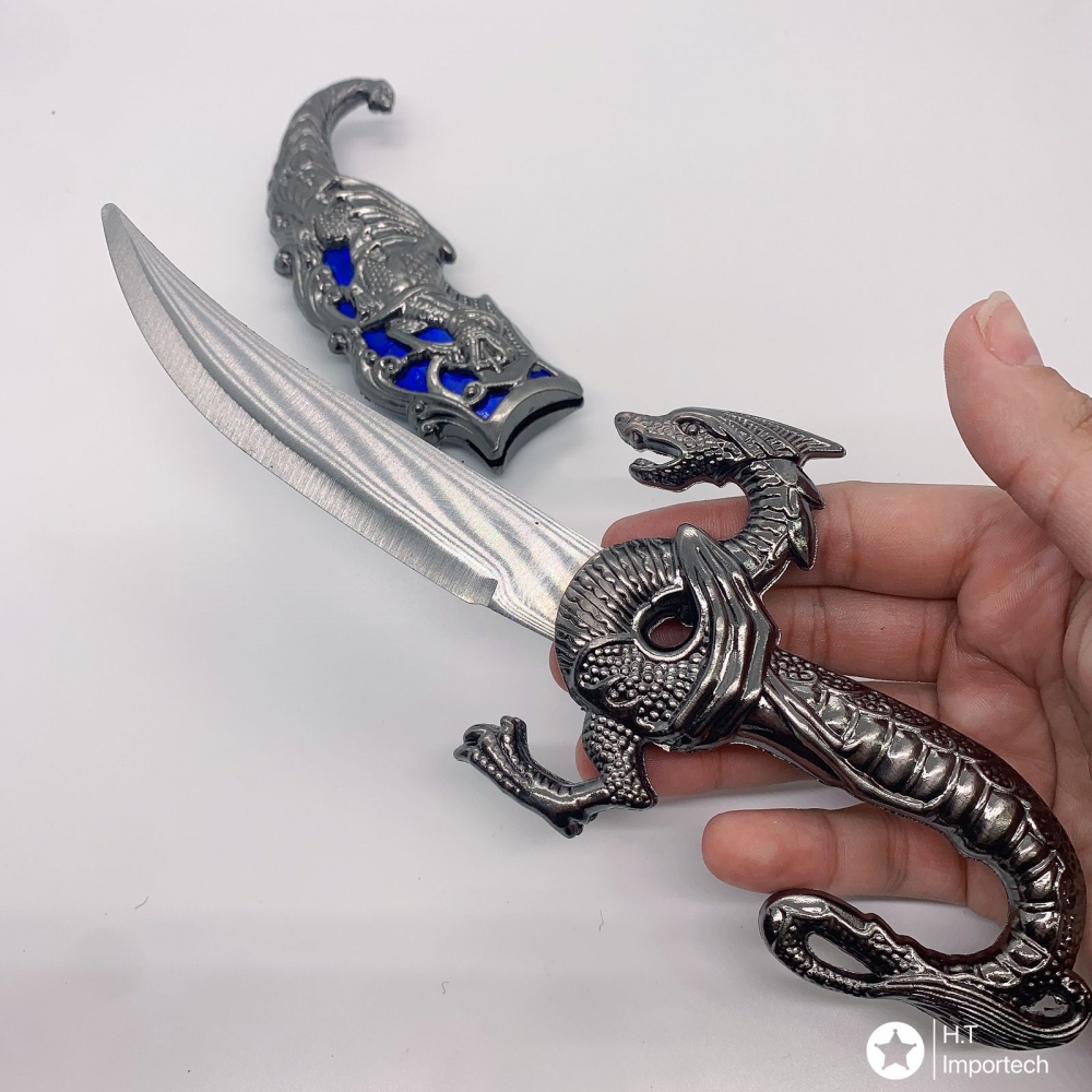 Adaga Aço Dragão Chines Faca Espada Bainha P/ Colecionador H02