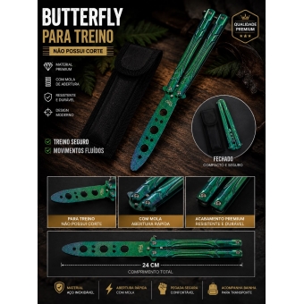 Canivete Butterfly de Treino Premium – Verde Camaleão (24cm)  BSL3