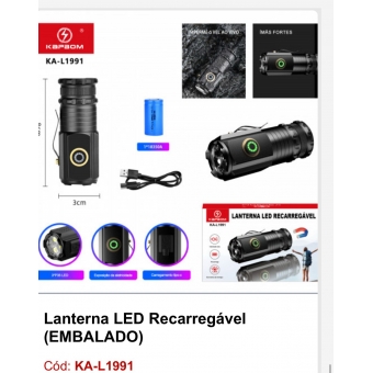 MINI LANTERNA LED RECARREGAVEL SUPER POTENTE KA-L1991