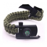 Pulseira Paracord Apito Bússola Lâmina Pederneira Sobrevivencia Camping Trilha