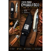 Faca Esportiva Premium Aço Inox Cabo Madeira Churrasco 32cm SLK A816
