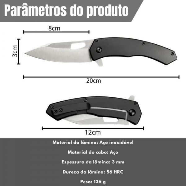 Canivete Inox Black Silver C Clip 999B