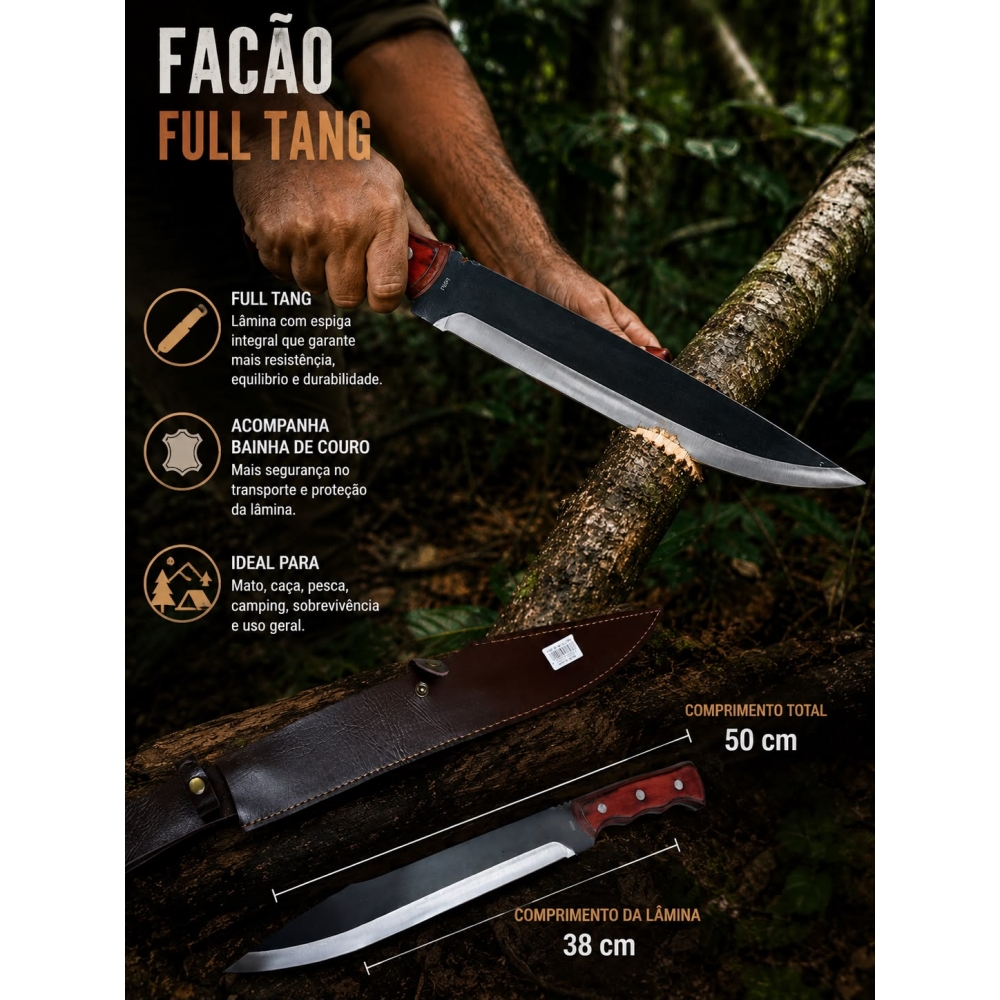 Facão Esportivo Trilha Camping Full Tang 50 Cm 1893