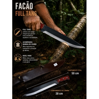 Facão Esportivo Trilha Camping Full Tang 50 Cm 1893