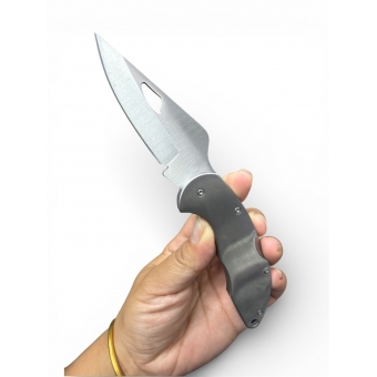 Canivete Bolso Inox 3 Pol Com Trava E Presilha Prateado SLK-D74A