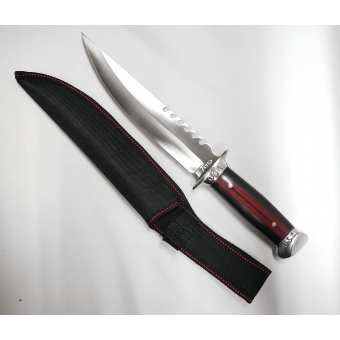 Faca Churrasco Caça e Pesca Cabo Em Madeira Lamina Aço Inox Com serra 0915