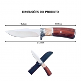 Faca Inox Pequena 21cm com Cabo de Madeira e Bainha HZ 1055