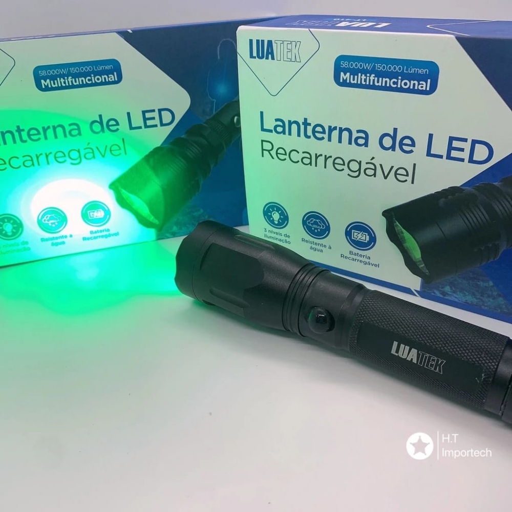 Lanterna Led Verde Para Caça Resistente A Agua 3 niveis de iluminação Lua Tek 410