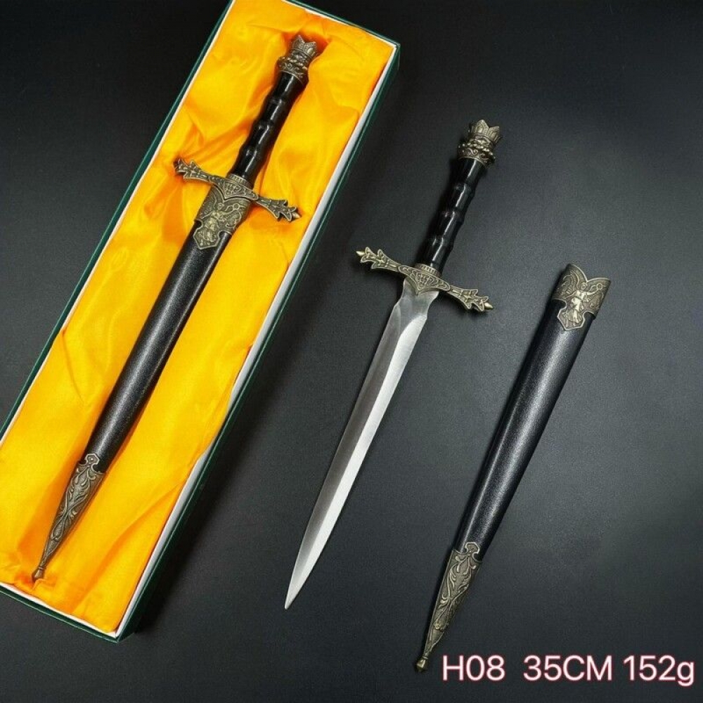 Adaga Medieval Com Lâmina Sem Corte Enfeite Decorativo 35cm H-08