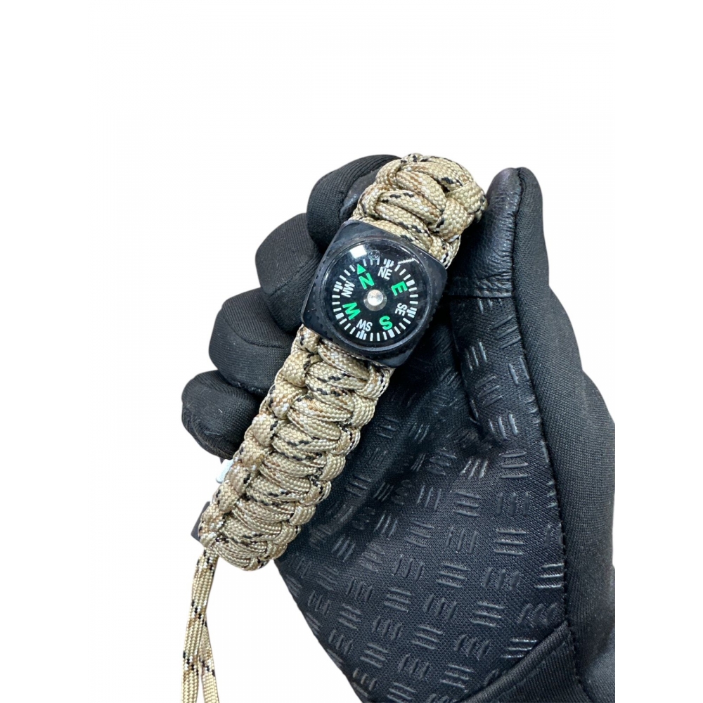 Pulseira + Canivete + Bússola + Pederneira camuflado bege