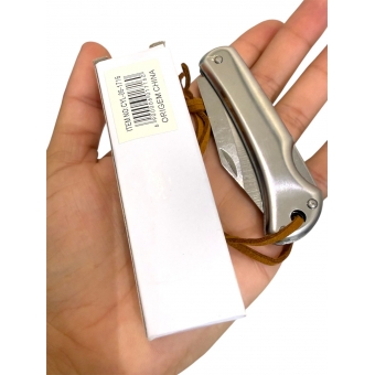 mini canivete manual inox   com trava e  cordao 1716