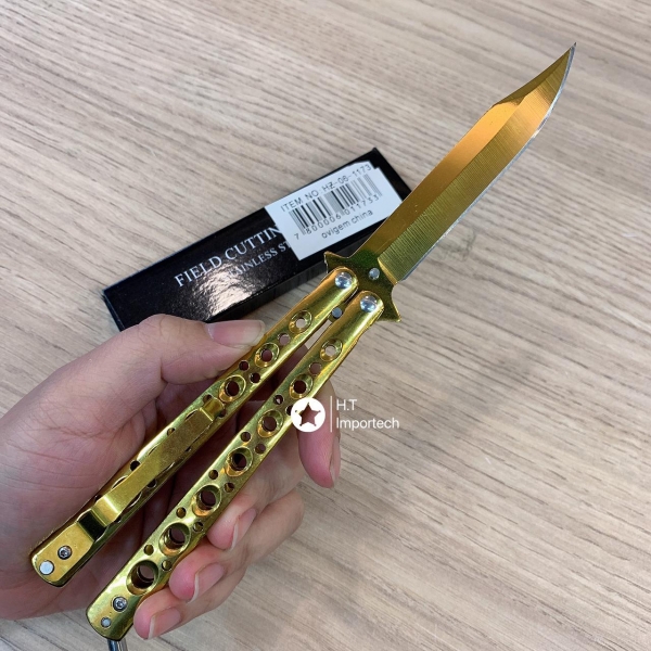 Canivete Butterfly Borboleta Dourado Gold C/clip 1173