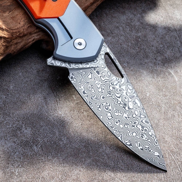 CANNIVETE SEMI AUTOMATICO liga de titânio Damasco + G10 CYL 80