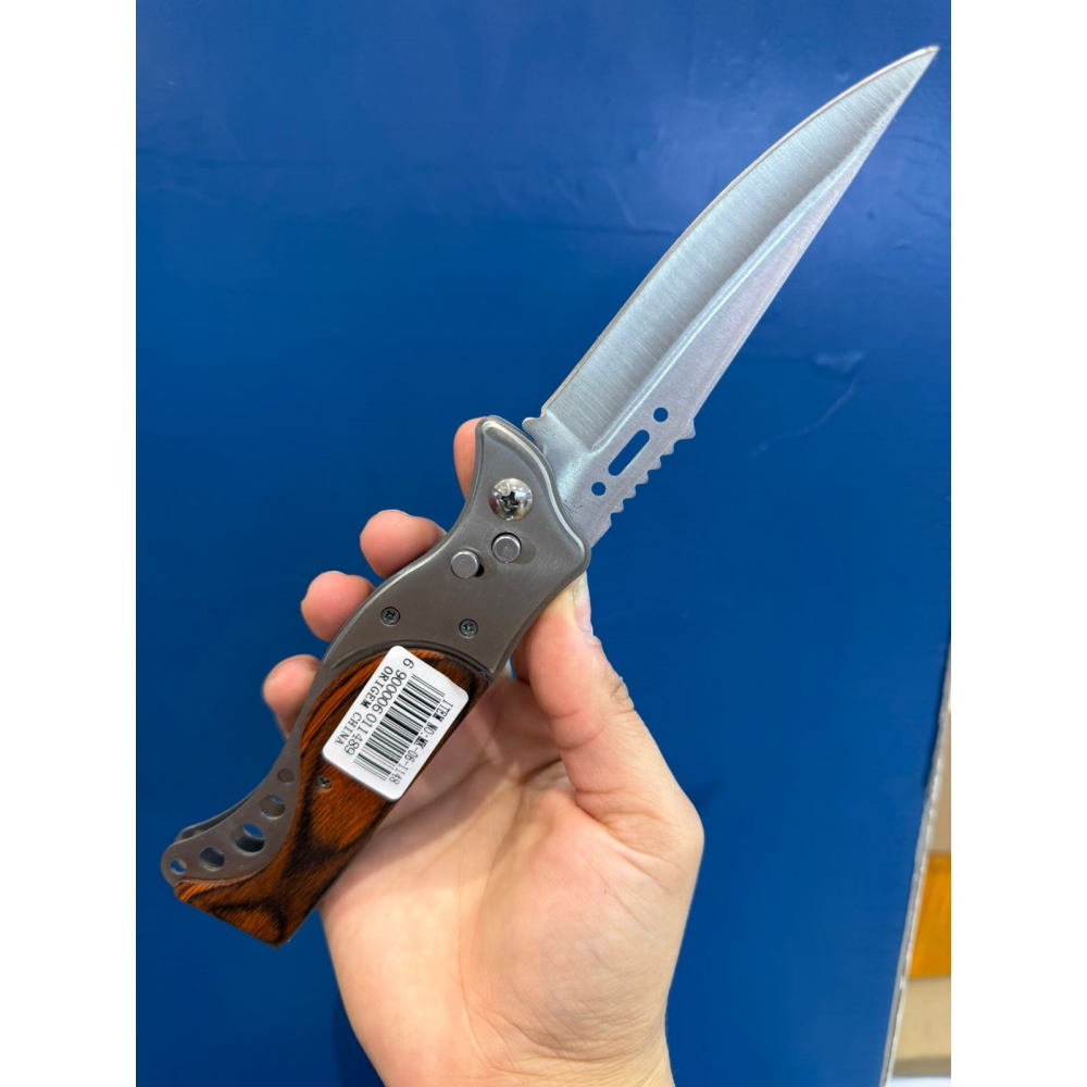 Canivete Automático Aço com Madeira MK 1148