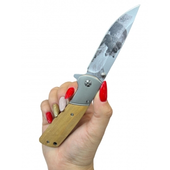 Canivete Semi Automatico madeira Urso  C/ clip  1686