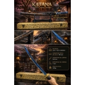 Katana Japonesa Colecionável Lâmina Azul H48