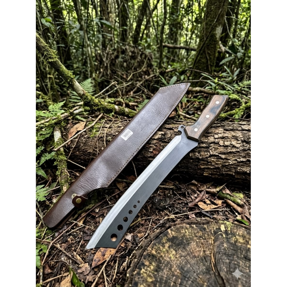 Facão Machete Full Tang Sobrevivência + Bainha Couro 1891