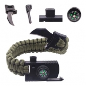 Pulseira Paracord Apito Bússola Lâmina Pederneira Sobrevivencia Camping Trilha