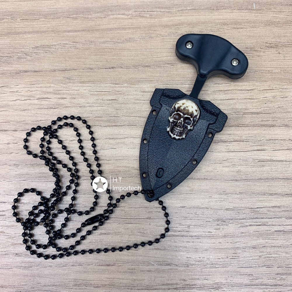 Mini Faca Push T Dagger Fulltang Pescoço Caveira  Corrente