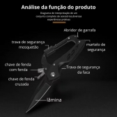 Canivete Black 6 em 1 com Chaveiro e Mosquetão - Compacto e Prático DSK-8
