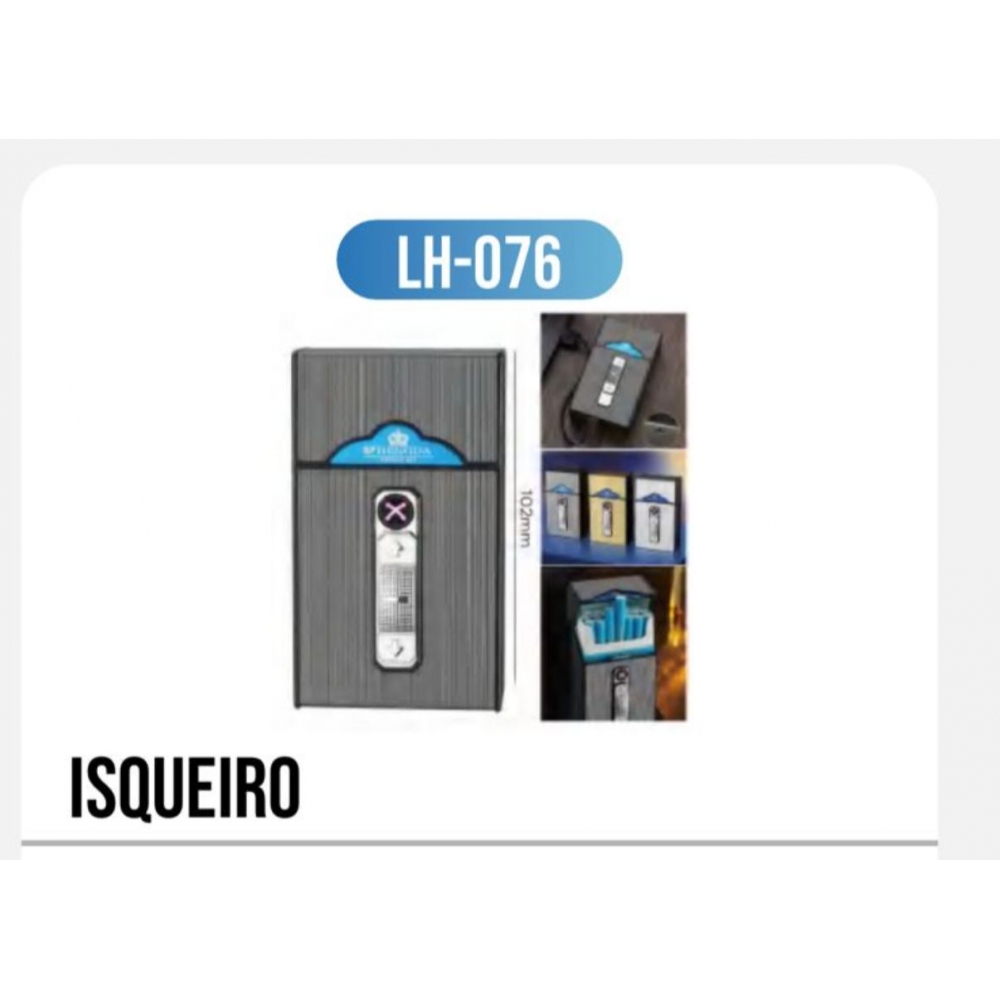 Carteira Porta Cigarro  Com Acendedor Isqueiro LH-076 - CINZA