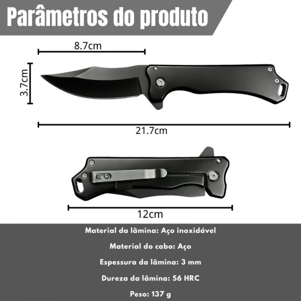 Canivete Inox Black Semi Automatico C Clip 999A