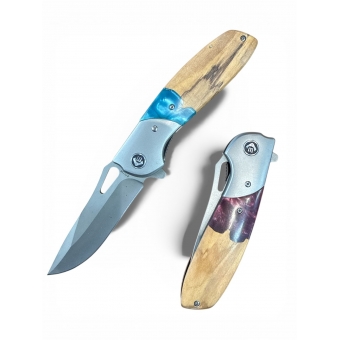 Canivete Semi Automático Cabo Madeira com Resina 1829