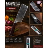 Faca Cutelo 7 Polegadas Aço Inox Premium Com Estojo 17099