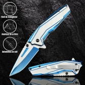 Canivete Semiautomático 19Cm com Trava de Segurança e Clip de Bolso SLK-D258AB