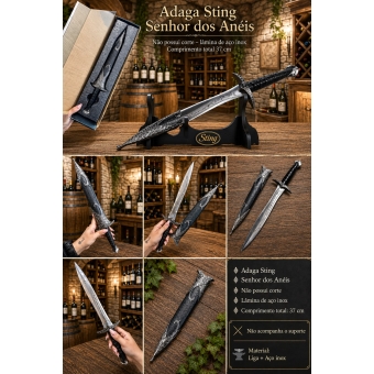 Adaga Sting Senhor Dos Anéis Ferroada Hobbit Com Bainha 37cm