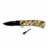 Canivete Camuflado Com Quebra Vidro E Pederneira Caça Pesca D02