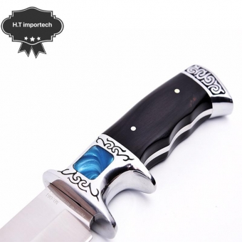 Faca De Caça Pesca Churrasco Luxo Pedra Luxo Azul Fulltang Inox 1001