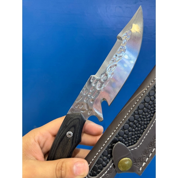 Faca Luxo Full Tang Aço D2 Com Bainha De Couro