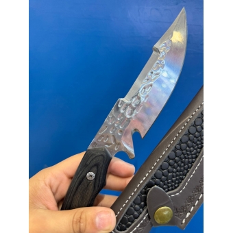 Faca Luxo Full Tang Aço D2 Com Bainha De Couro