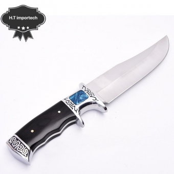 Faca De Caça Pesca Churrasco Luxo Pedra Luxo Azul Fulltang Inox 1001