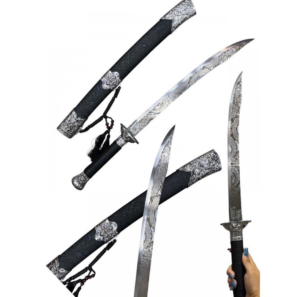 Espada Sabre Chinês Dragon Imperial - Lâmina Decorada com Bainha H56