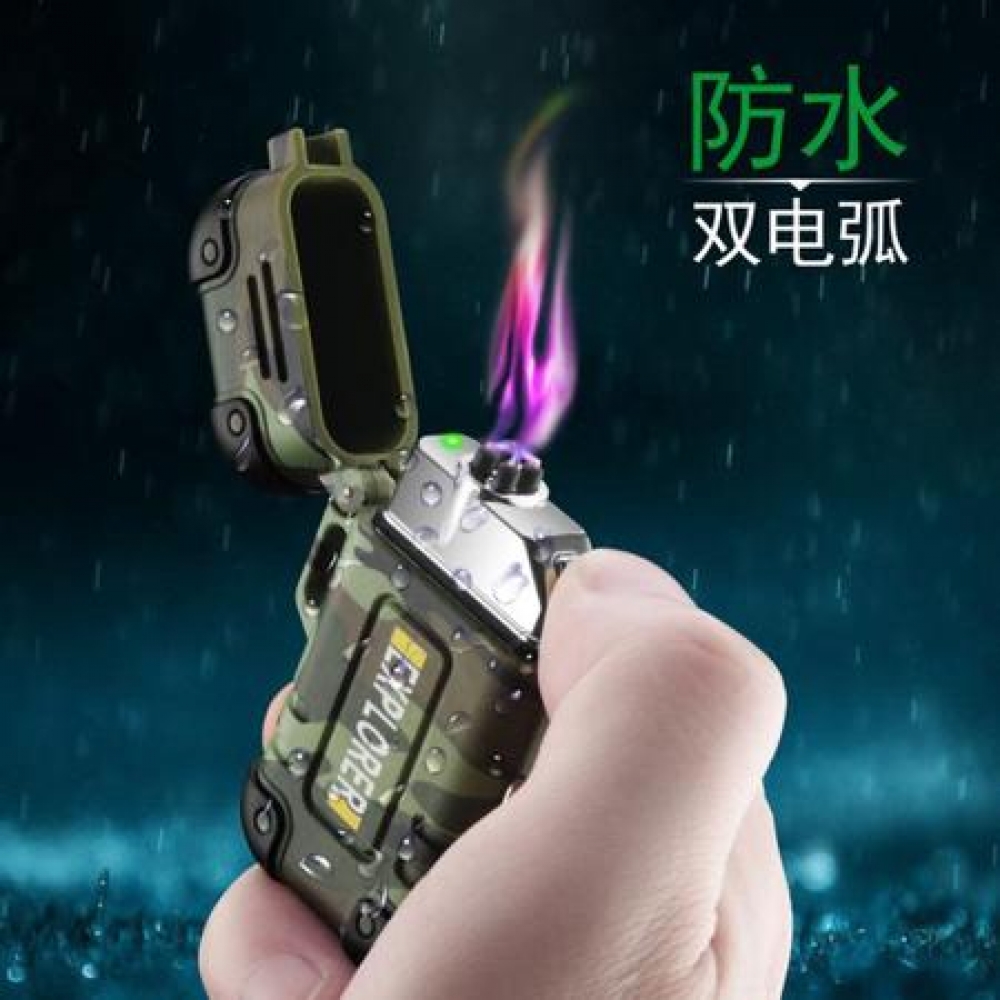 Acendedor Elétrico à Prova Dágua de Plasma USB Recarregável  EXPLORER - camuflado