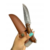 Faca Artesanal Fulltang Tipo  Damasco Premium Cabo Madeira DJ-180