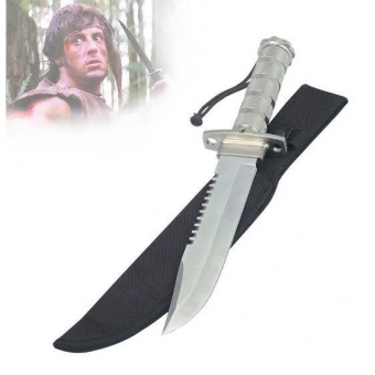 Faca Rambo Tática Militar Sobrevivência  Pesca caça Lamina Serrilhado 0649