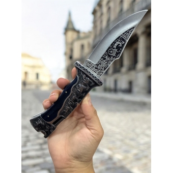 Canivete Super Luxo Coleção + Bainha Couro AZUL  CYL-70