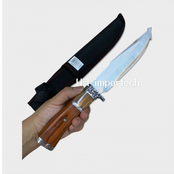 Faca Inox Hz-06-1047 Com Bainha Cabo Madeira E Madrepérola