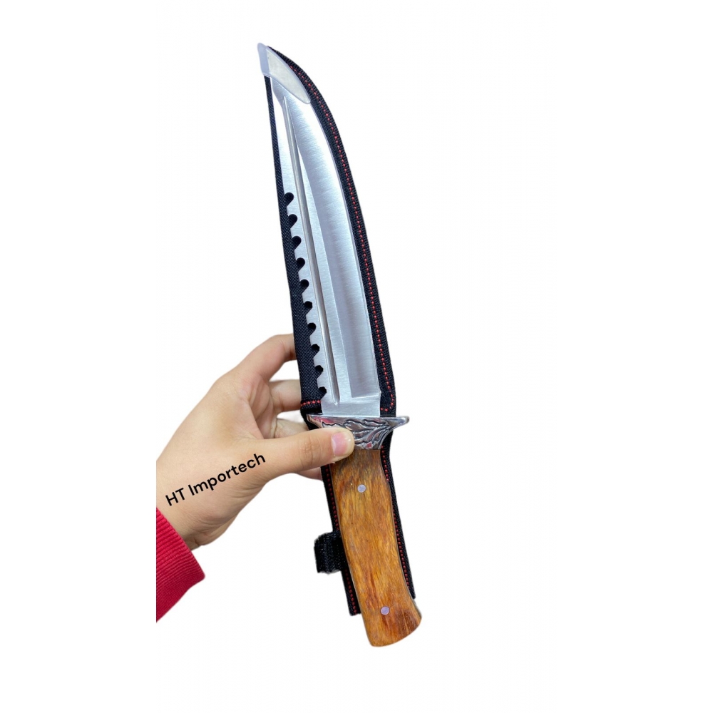 Faca De Caça Pesca Churrasco Modelo Luxo Fulltang Inox 0906 Serra