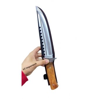 Faca De Caça Pesca Churrasco Modelo Luxo Fulltang Inox 0906 Serra