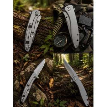Canivete Aço Inox Flipper Bushcraft C/ Trava Linerlock 999C