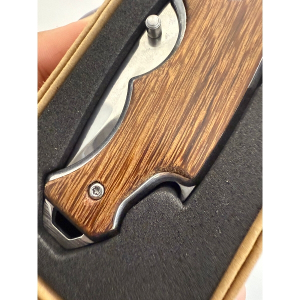 Canivete madeira manual com clip e abridor AF16