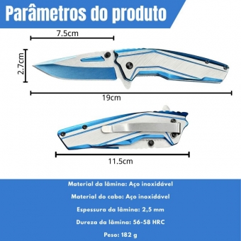 Canivete Semiautomático 19Cm com Trava de Segurança e Clip de Bolso SLK-D258AB