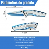 Canivete Semiautomático 19Cm com Trava de Segurança e Clip de Bolso SLK-D258AB
