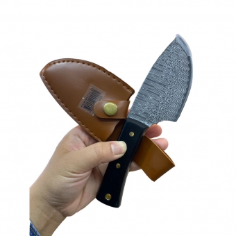 Faca Skinner Inox Inoxidável Cabo Madeira Com Bainha Couro L22