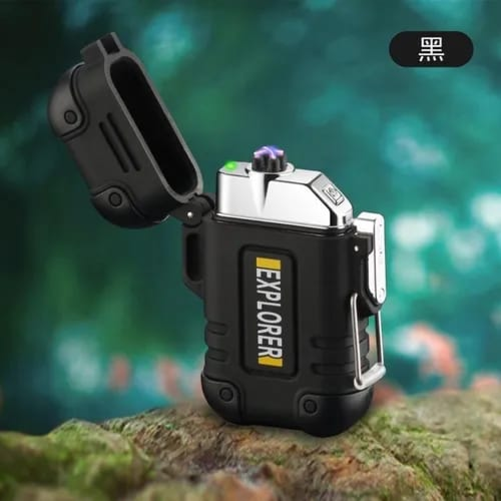 Acendedor Elétrico à Prova Dágua de Plasma USB Recarregável  EXPLORER - Preto
