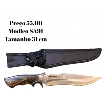 Faca LUXO  Churrasco  Full Tang Afiada Bainha SA91